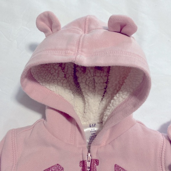 Baby Cozy Gap Logo Sherpa Hoodie | Size: 3-6 Months | Pink Glitter Logo - Picture 7 of 9